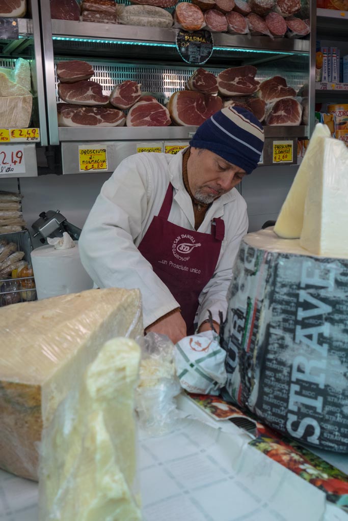 Ordering cheese in Testaccio market