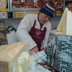 Ordering cheese in Testaccio market